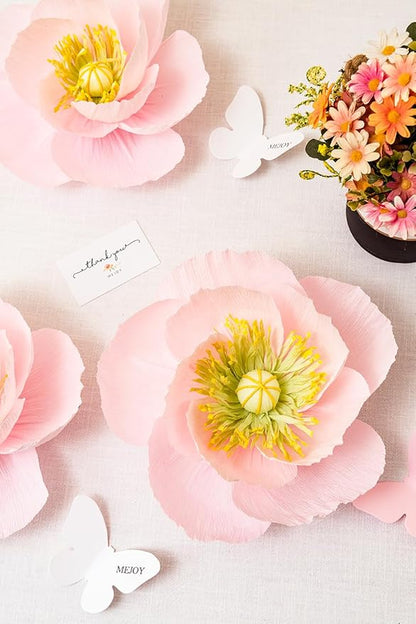 Paper Flowers Decorations for Wall - Flower Wall Decorations - Large Flowers Decorations for Wedding Wall Room Decoration Bridal Shower Baby Shower (6, Pink)