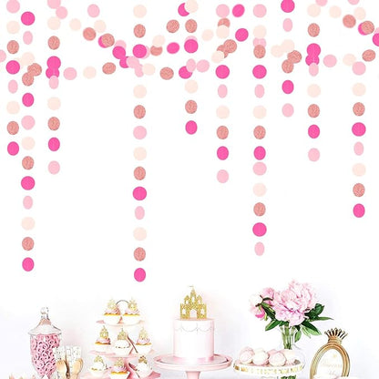 Hot-Pink Rose-Gold Party Decorations Garland - 52ft Wedding Bridal Shower Hanging Decoration Streamers Banner,Baby Girl Birthday Bachelorette Engagement Mohters Brunch Decor Panduola