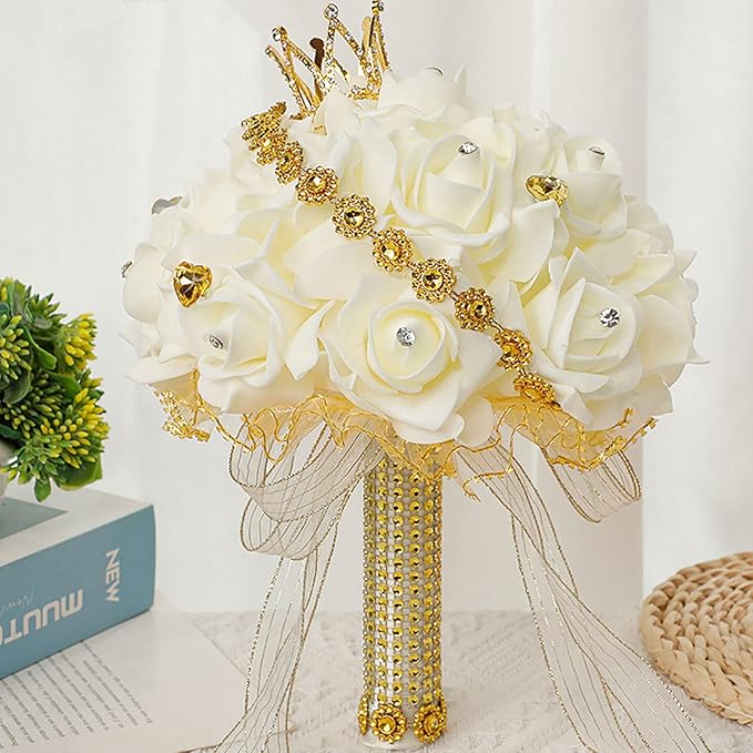 Ochine Bride & Bridesmaid Bouquets - Silk Hand Holding Flower Bouquet for Wedding & Valentine's Day Decor