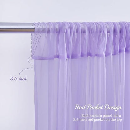 20x10ft Purple Tulle Backdrop Curtain with Lights String for Parites, Sheer Backdrop Curtains for Wedding Baby Shower Birthday Party Photo Shoot Decorations