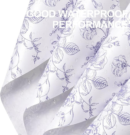 WRAPAHOLIC 20 Sheets Flower Wrapping Paper - 22.4 x 22.4 inch Blue Vintage Floral Printed Water-Resistant Floral Bouquet Wrapping Paper, Florist Supplies Packaging for Wedding Birthday Gift DIY