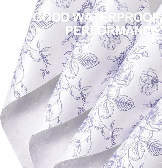 WRAPAHOLIC 20 Sheets Flower Wrapping Paper - 22.4 x 22.4 inch Blue Vintage Floral Printed Water-Resistant Floral Bouquet Wrapping Paper, Florist Supplies Packaging for Wedding Birthday Gift DIY