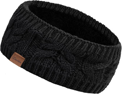 Loritta Womens Ear Warmers Headbands Winter Warm Fuzzy Cable Knit Head Wrap Fleece Lined Gifts