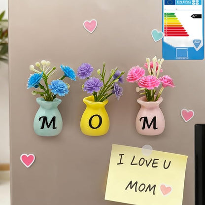 Mom Birthday Gifts Mini Vase Magnets for Fridge Cute Tiny Plant Refrigerator Magnets Ceramic Flower Vases with Artificial Flowers Mom Gifts from Daughter or Son Thanksgiving Christmas Mother’s Day