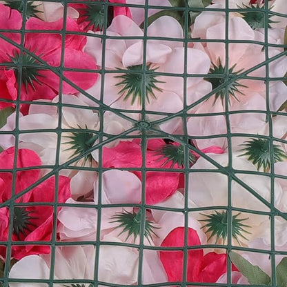 16"x 24" Artificial Flower Wall Panels,Flower Wall Mat Silk Flower Panels for Outdoor Garden Backyard Fence Fence Privacy Screen and Indoor Wall Decor (4Pcs Rose Red+ Pink+ Light Yellow)