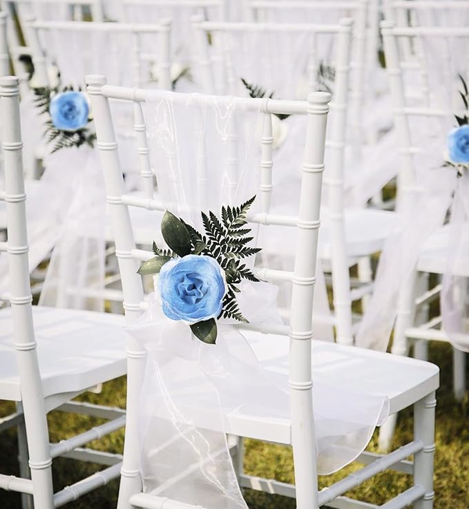 Blue Glitter Roses Bouquet,30PCS Fake Roses Artificial Flowers with Stems for Wedding Party Christmas Valentine's Day Home Decor (Gradient Dark Blue)