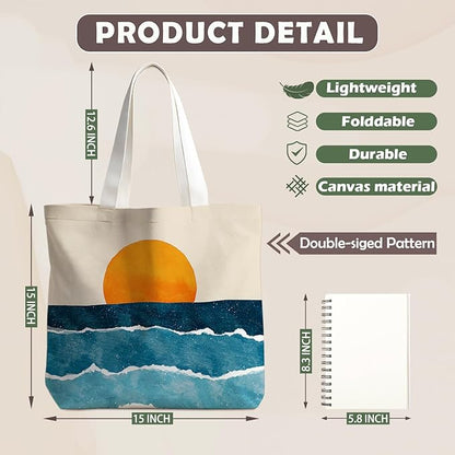 Flowers Tote Bag Gifts for Women, Canvas Aesthetic Reusable Grocery Bags Shopping Bags