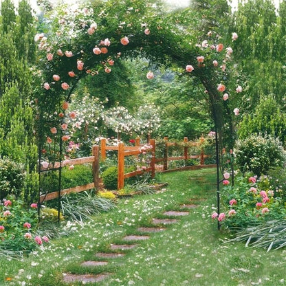 AOFOTO 8x8ft Wedding Backdrops Photography Background Romance Garden Path Beautiful Flowers Pergola Newborn Toddler Baby Child Girl Portrait Seamless Scene Photo Shoot Studio Props Video
