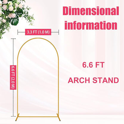 6.6 FT Arch Backdrop Stand, Metal Background Balloon Arch Stand, Baby Shower Backdrop Arch, Gold Arches for Party Decoration