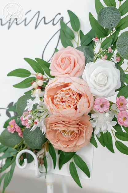 Pack of 2 Wedding Arch Decorations Artificial Hanging Flowers Floral Swag for Wedding Welcome Sign Backdrop Balloon Arch Home Party Bridal Ceremony Reusable(Deep Pink)