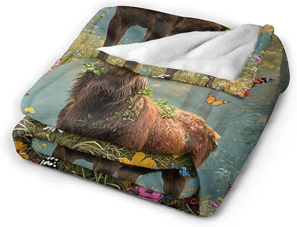 Forest Deer Blanket Hunting Elk Throw Blanket Wildlife Soft Cozy Fleece Fuzzy Stuffed Plush Flannel Gifts for Girls Women Boys Kids Adults 50"X60"