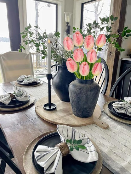 6PCS 23" Fake Tulip Flowers Artificial Pink Tulips Long Stem Faux Flower, Silk Flower Décor for Floral Arrangement Home Farmhouse Wedding Decoration