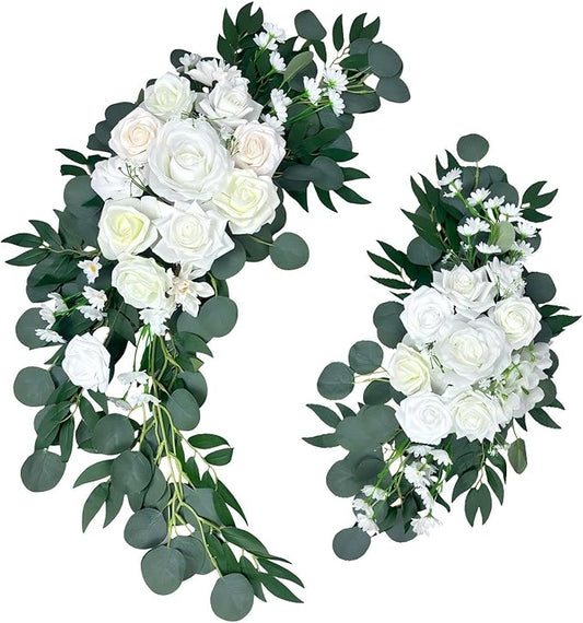Flowers for Wedding Arch Set of 2 - Artificial Floral Swag for Ceremony Backdrop & Arch Decoration - Fake Flowers for Arch Backdrop, Balloon Arch & Wall Decor