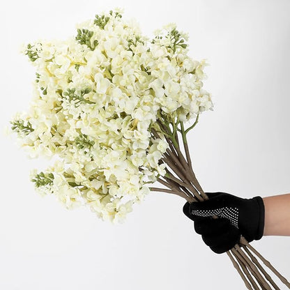 4PCS 25.6inch Lilac Artificial Flowers White Fake Delphinium Long Stem Silk Real Touch Flower Faux Lilac Floral Arrangement for Tall Vase Table Centerpieces Wedding Garden Home Decoration（White）