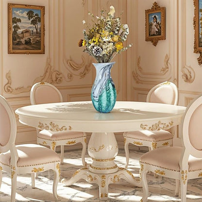 Large Premium Luxury Glass Flower Vase Combining Eastern and Western Aesthetics - Artistic Home Decoration for Living Room, Table, Floor, and Office - 11.2 Inch Multicolor