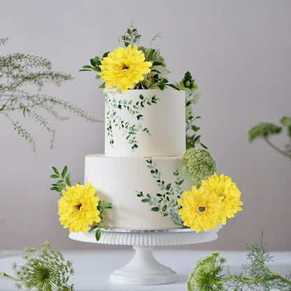 Yellow Gerbera Daisy Fake Flower Artificial Flowers Silk Flowers 10PCS Fake Daisies 17.7in Faux Daisies Flowers for Wedding Bridal Bouquet Party Home Kitchen Decor(Yellow)