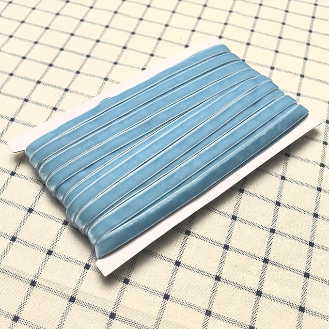 Chenkou Craft Light Blue 25 Yards 3/8" Velvet Ribbon Lots Bulk (Light Blue, 3/8"(10mm))