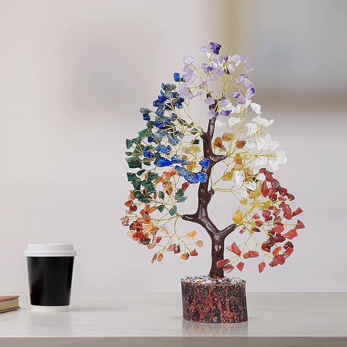 YATSKIA 7 Chakra Tree of Life, Crystals and Healing Stones, Birthday Gifts for Women - Crystal Tree for Positive Energy, Home Office Decor, Spiritual Gifts for Women