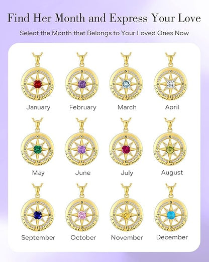 S925 Necklace Gift for Wife |Compass Jewelry |Women Anniversary |Sterling Silver |Girlfriend Birthday Gifts for Her Valentines |I'd be Lost without You |Jewel 18K Gold