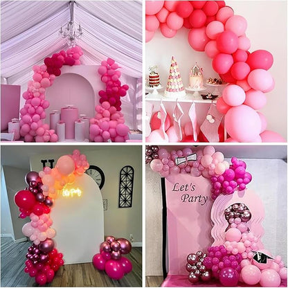 Pink Balloons 12 Inch Hot Pink Metallic Pink Balloons Baby Pink Confetti Latex Balloon Dark Magenta Pink Party Balloons for Bitrhday Valentine's Day Baby Shower Wedding Kit Princess Decorations