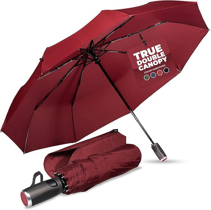 LifeTek Premium Travel Umbrella - Windproof & Compact for Men & Women, Automatic Open Close, Fits in Purse Laptop Bag or Backpack, Strong Frame for Heavy Rain & Sun UV Protection