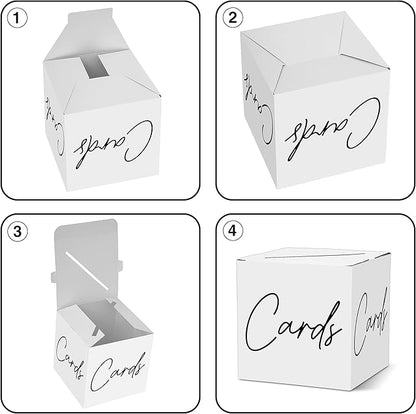 Classic Elegant Card Box – 1 Set Hot Stamping Card Receiving Box for Gift Envelope Money – Wedding Bridal Baby Shower Birthday Graduation Party Supplies Decorations ( 8"*8"*8", Black and Gold)-A01