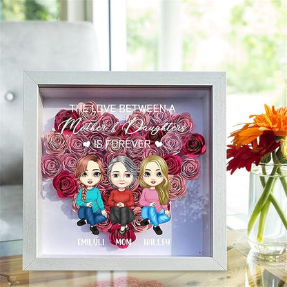 Personalized Mom Flower Shadow Box Custom Heart Shaped Rose Flower Shadow Box Frame I Love You More Than All The Stars in The Sky Mother's Day Portrait Shadowbox Memory Gifts for Mom from Daughter