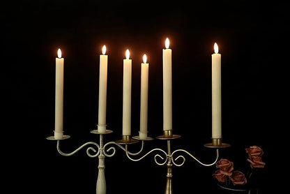 GenSwin Flameless Flickering Taper Candles with 2 Remote Controls and Timer, Real Wax 3D Wick Light Window Candles Battery Operated Pack of 8, Christmas Home Wedding Decor(Ivory, 0.78 X 9.64 Inch)