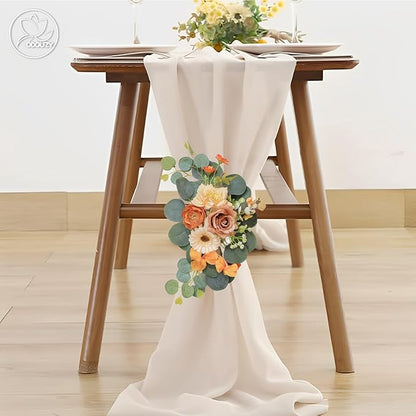 Artificial Wedding Arch Flowers for Wedding Sign,Set of 2 for Wedding Welcome Ceremony Sign,Faux Floral Swags,Wedding, Banquet and Reception Backdrop Floral Decoration (Orange)