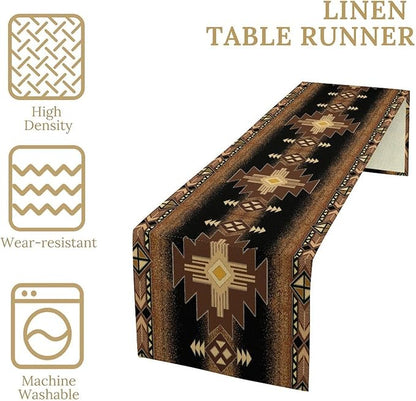 Aztec Table Runner Southwestern Native Vintage Geometric Pattern Table Runner Retro Country Table Dinner Decoration 13x120 Inch