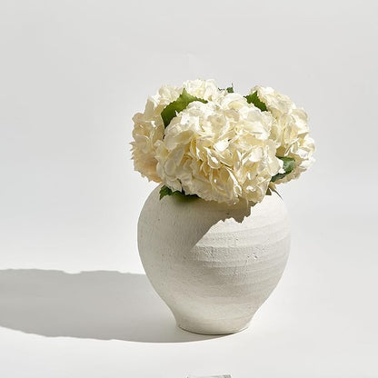 LB2 White Ceramic Large Vase, 11.8" Tall Zen Style vase, Terra Cotta Pitcher Vase, Distressed Farmhouse Decor, Pottery Decorative Flower for Home Decor (C - White 11.8")