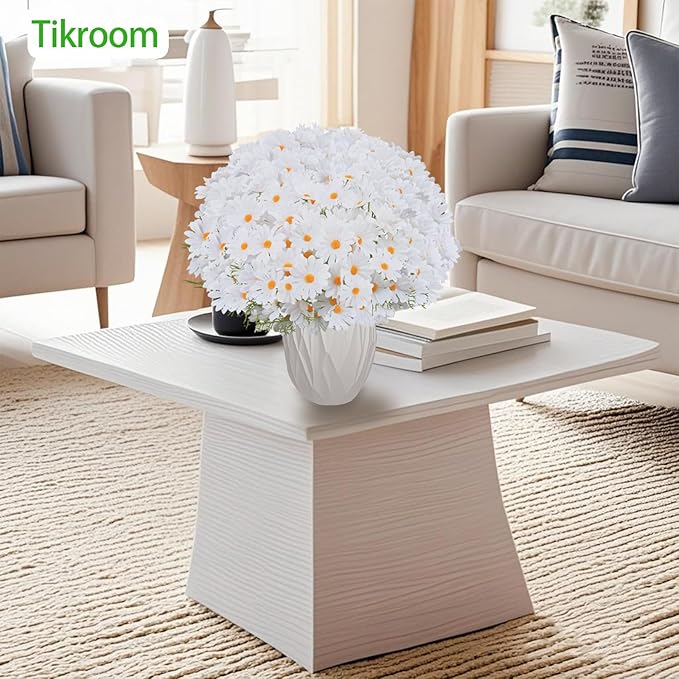 Artificial Daisy Flowers 18" White UV Resistant Outdoor Fake Flowers Faux Daisies with Stems for Home Garden Wedding Vase Decor Silk Wildflowers 20 Bundles