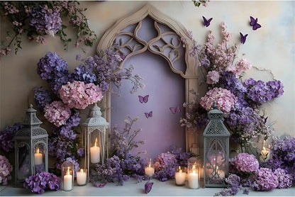 YongFoto Elegant Flower Wall Backdrop 12x10ft Floral Butterfly Candle Photography Background Baby Bridal Shower Wedding Girl Birthday Party Banner Room Decor Portrait Photoshoot Wallpaper Photo Booth