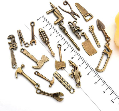 WOCRAFT 60pcs Antique Bronze Tools Bracelet Charms for Jewelry Making Sets DIY Necklace Bracelet Keychain Crafting Charms Kit Craft Supplies (SN901)