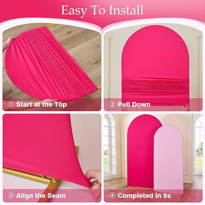 Pink/Hot Pink Arch Backdrop Cover Set of 2-7.2ft 6ft Dual Color Wedding Arch Cover-Wrinkle Free Stretchy Spandex Fitted Chiara Arch Stand Cover for Girl Party Birthday Baby Shower Photo Photography