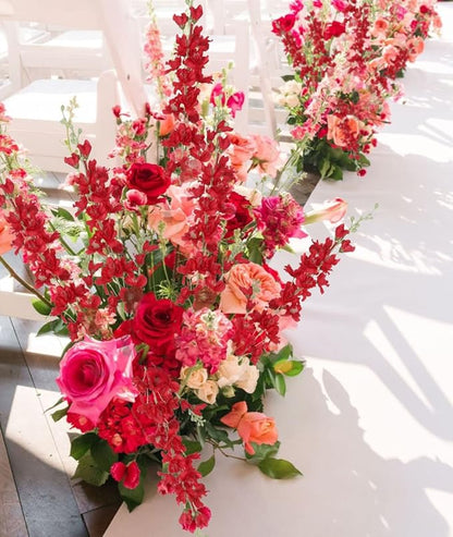 8PCS Long Stem Artificial Delphinium Flowers 33.5'' Larkspur Artificial Flower Red Silk Flowers for Tall Vase Home Wedding Table Centerpieces Decor(Red)