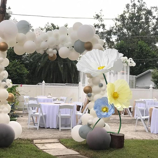 Wedding Decorations for Reception, Artificial Giant Flowers for Decoration, Party Banquet Decor,Home Decor,Photographic Props,Shop Window Display 3 Pack (Yellow Blue White)