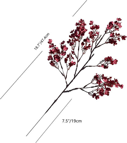 Mandy's Burgundy Artificial Baby’s Breath European Flowers 15 Bundles Silk Gypsophila with Bendable Stems for Fall Thanksgiving & Christmas Centerpiece Wedding Decor and Table Arrangements
