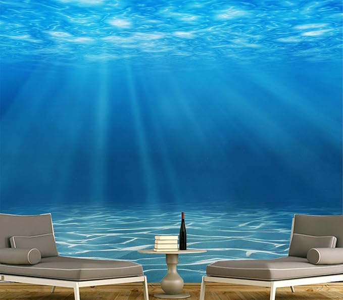 Cliouar-Waterfall in Underwater Light and Shadow Mural Wallpaper Peel and Stick 160" x 114"