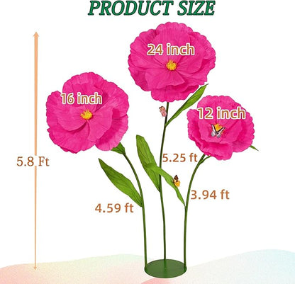 5.8 Ft Giant Artificial Flowers,Large Paper Flower,Huge Poppy Flowers Decoration for Wedding,Hotel,Office,Window Display and Home Farmhouse Decor(Red)