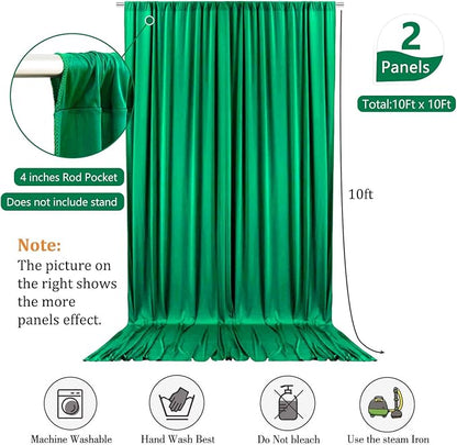 10 x 10 Feet Hunter Green Backdrop Curtain for Partie, Background Curtains for Photoshoot, Birthday, Wedding, Halloween, Thanksgiving, Christmas, New Year Party Decorations 5Ft x 10Ft, 2 Panels