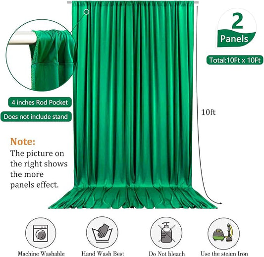 10 x 10 Feet Hunter Green Backdrop Curtain for Partie, Background Curtains for Photoshoot, Birthday, Wedding, Halloween, Thanksgiving, Christmas, New Year Party Decorations 5Ft x 10Ft, 2 Panels