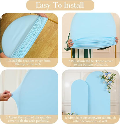 Light Blue Arch Backdrop Cover Set of 2 Baby Blue Arch Cover 7.2 and 6ft Wedding Arch Cover Stretchy Backdrop Bridal Baby Shower Birthday Party Arches Stand Covers Spandex