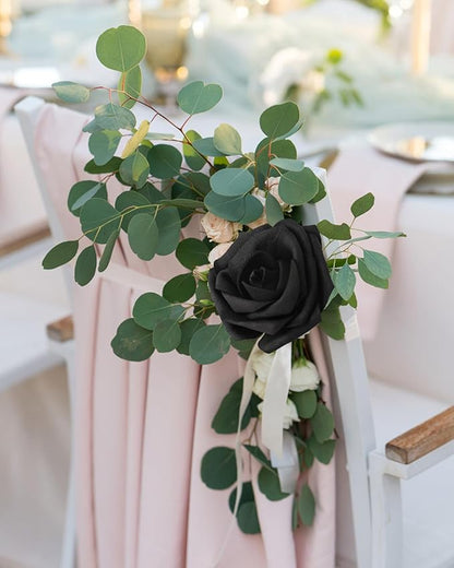 JOYLEX Artificial Flowers Realistic Roses, Real Looking Fake Roses with Stem for DIY Wedding Bouquets Centerpieces Bridal Shower Party Home Romantic Decorations (Black, Regular 3" - 200pcs)