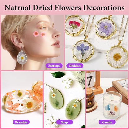 NESCCI 420 Pcs Dried Pressed Flowers for Resin,Real Nature Dried Flowers for Crafts Bulk Dry Flowers Leaves Kit Used for Resin Molds Scrapbooking DIY Art Crafts Candle Soap Making Nails Décor