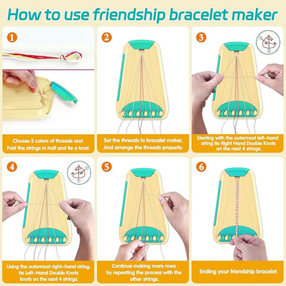 Maynacs Arts and Crafts for Kids Ages 8-12,Friendship Bracelet Making Kit for Girl,Kids Jewelry Making Kit with 28 Pre-Cut Threads,Christmas Birthday Gifts for Ages 6 7 8 9 10 11 12 Year Old Cyan
