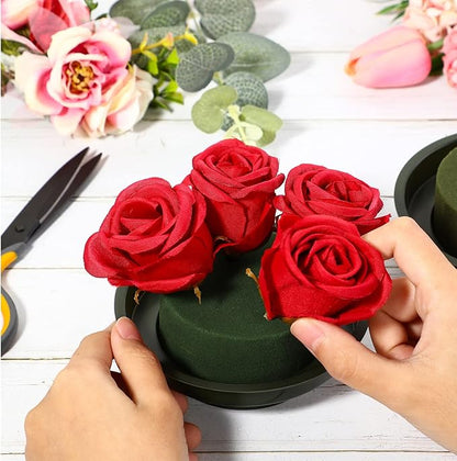 Maitys Floral Foam with Bowl 4.7 Inch Green DIY Flower Arrangement Kit Round Wet Foam, Wedding Aisle Flowers, Party Decoration (16 Pieces)
