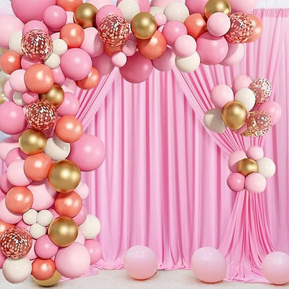10 x 10 Feet Pink Backdrop Curtain for Partie, Background Curtains for Photoshoot, Birthday, Wedding, Halloween, Thanksgiving, Christmas, New Year Party Decorations 5Ft x 10Ft, 2 Panels