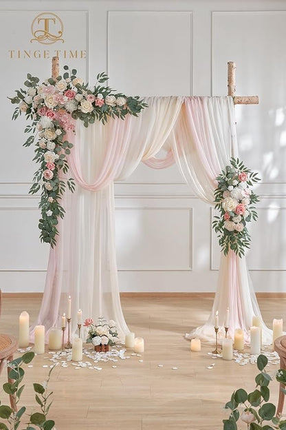 TINGE TIME Artificial Arch Flowers Kit Pack of 5, Wedding Decorations for Reception with Hanging Flowers, Wedding Arch Silk Floral Arrangements Ceremony Backdrop Bridal Shower Outdoor Party Decor