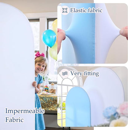 White Blue Arch Backdrop Cover Set of 2-7.2ft 6ft Dual Color Wedding Arch Cover-Wrinkle Free Stretchy Spandex Fitted Chiara Arch Stand Cover for Birthday Party Baby Shower Photo Photography